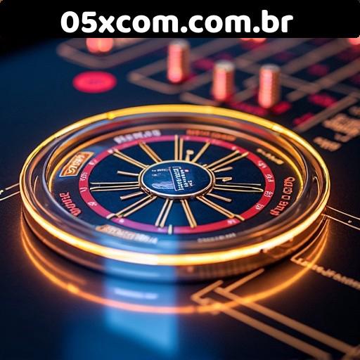 Aplicativo 05x.com em smartphone mostrando jogos de cassino como slots e roleta